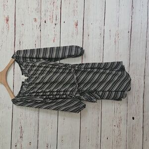 Janette Plus Black and White Striped Dress Plus Size 1x